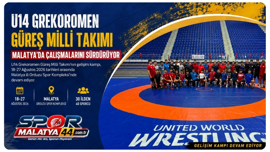 U14 Grekoromen Güreş Milli Takımı Malatya’da Çalışmalarını Sürdürüyor