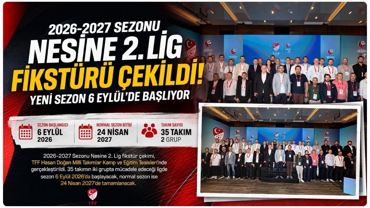 2026-2027 Sezonu Nesine 2. Lig Fikstürü Çekildi: Yeni Sezon 6 Eylül'de Başlıyor
