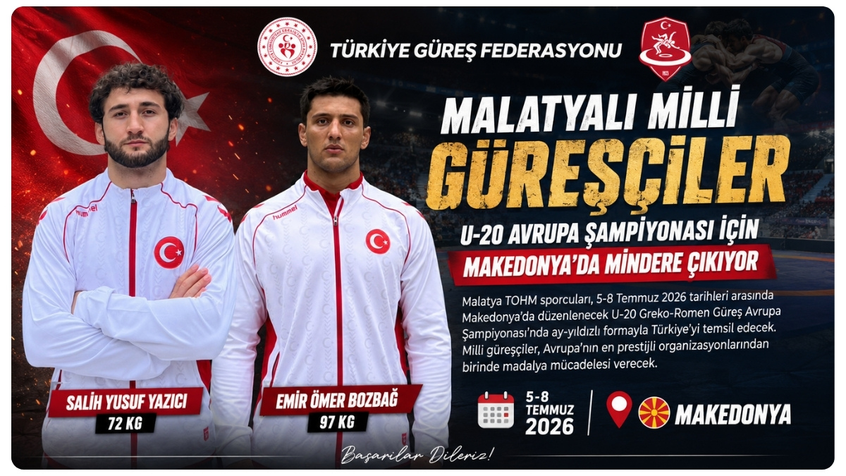 Malatyalı Milli Güreşçiler U-20 Avrupa Şampiyonası İçin Makedonya'da Mindera Çıkıyor
