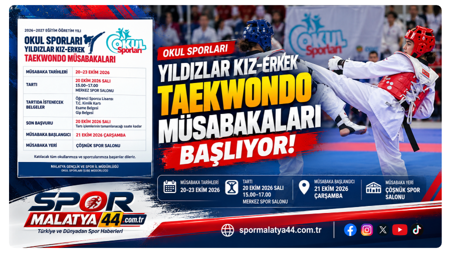 Okul Sporları Yıldızlar Kız-Erkek Taekwondo Müsabakaları Başlıyor!