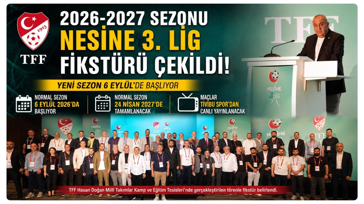 2026-2027 Sezonu Nesine 3. Lig Fikstürü Çekildi: Yeni Sezon 6 Eylül'de Başlıyor