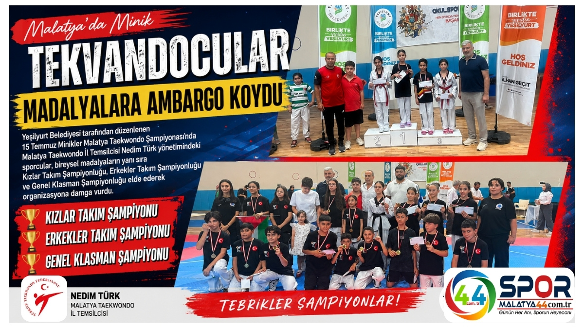 Malatya'da Minik Tekvandocular Madalyalara Ambargo Koydu