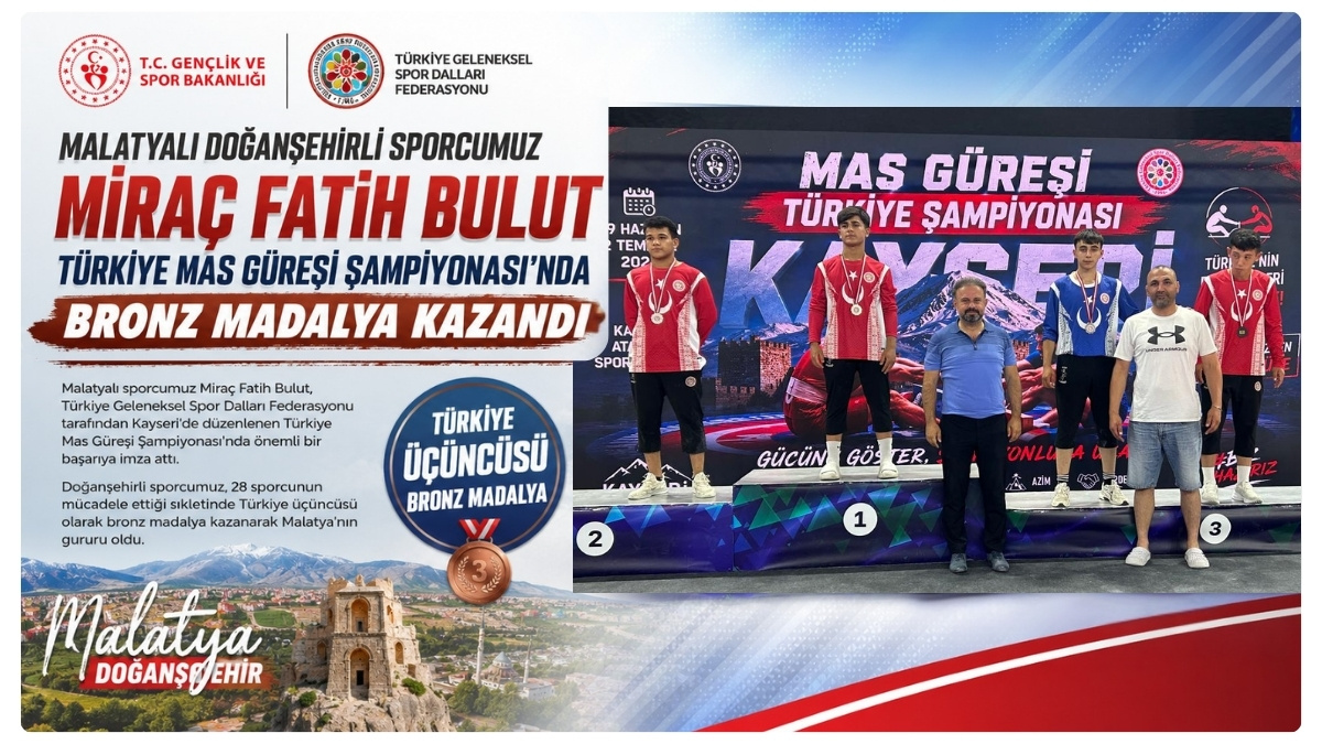 Malatyalı Doğanşehirli Sporcumuz Miraç Fatih Bulut Türkiye Mas Güreşi Şampiyonası'nda Bronz Madalya Kazandı