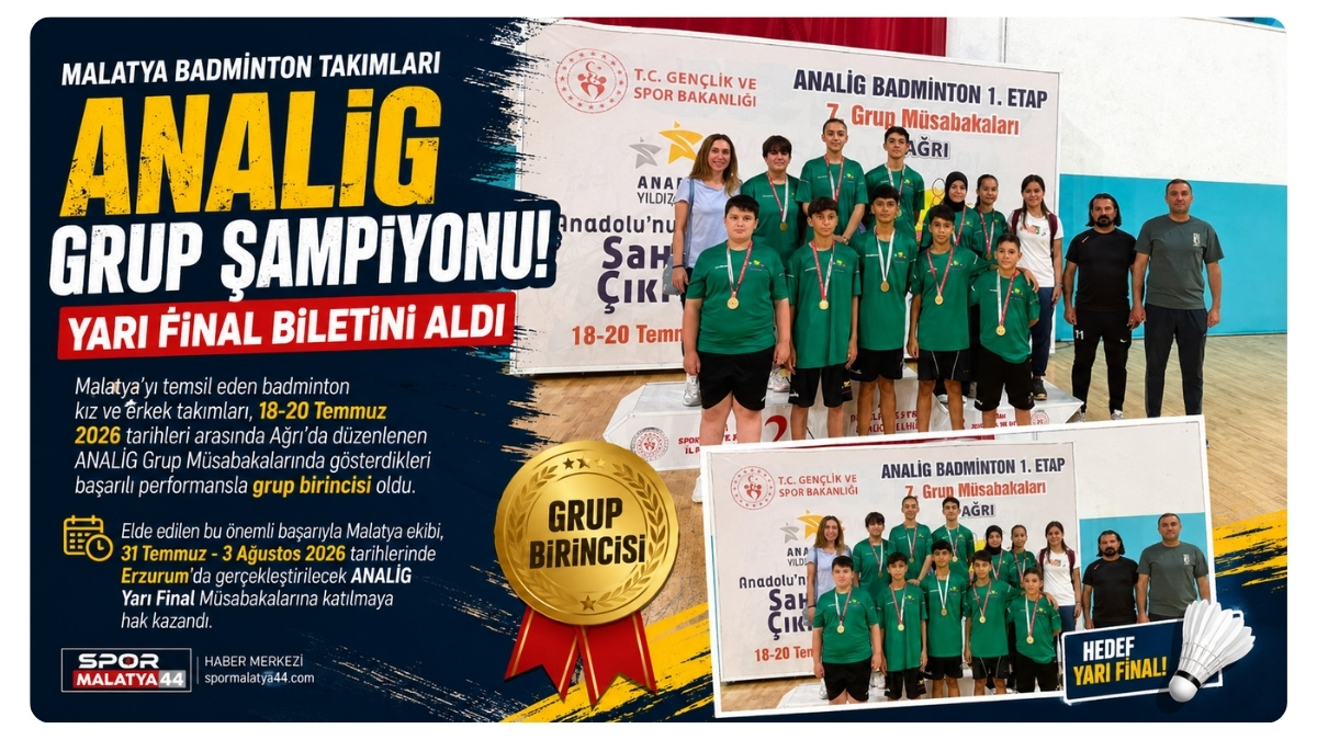 Malatya Badminton Takımları ANALİG Grup Şampiyonu Oldu, Yarı Final Biletini Aldı