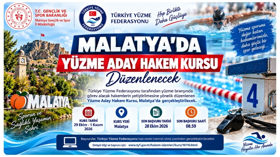 Yüzme Aday Hakem Kursu Malatya’da Düzenlenecek