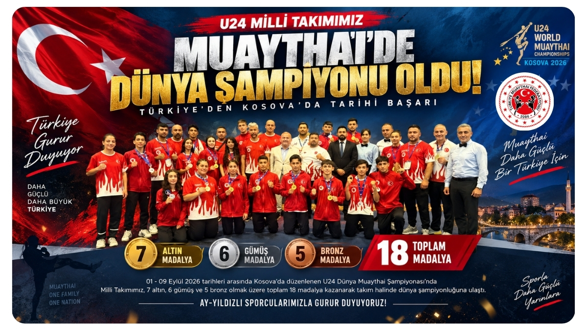 U24 Milli Takımımız Muaythai’de Dünya Şampiyonu Oldu! Türkiye’den Kosova’da Tarihi Başarı