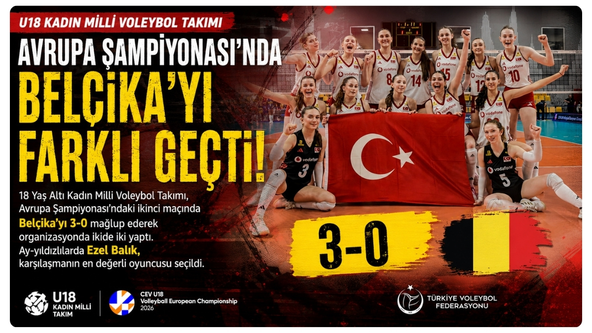 U18 Kadın Milli Voleybol Takımı Avrupa Şampiyonası'nda Belçika'yı Farklı Geçti
