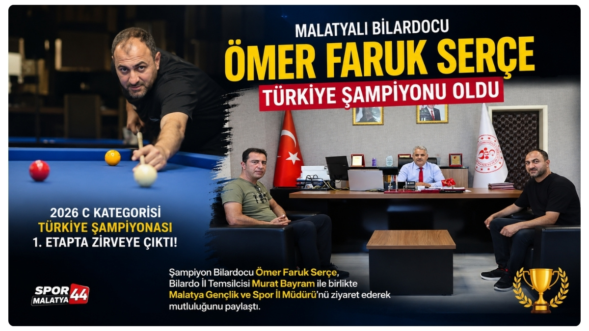 Malatyalı Bilardocu Ömer Faruk Serçe Türkiye Şampiyonu Oldu