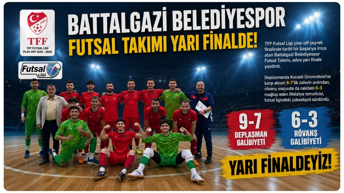 Battalgazi Belediyespor Futsal Takımı Yarı Finalde
