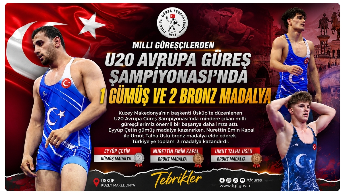 Milli Güreşçilerden U20 Avrupa Güreş Şampiyonası'nda 1 Gümüş Ve 2 Bronz Madalya